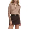Favorite Daughter The Cleo Merino Wool Blend Henley Sweater In Brown