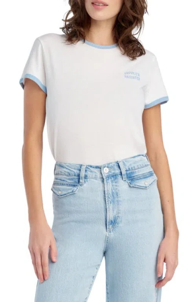 Favorite Daughter The Collegiate Chest Logo Ringer T-shirt In White
