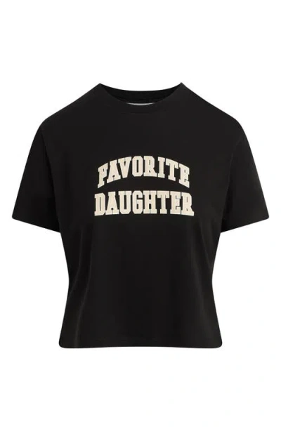 Favorite Daughter The Collegiate Logo Crop Graphic T-shirt In Black