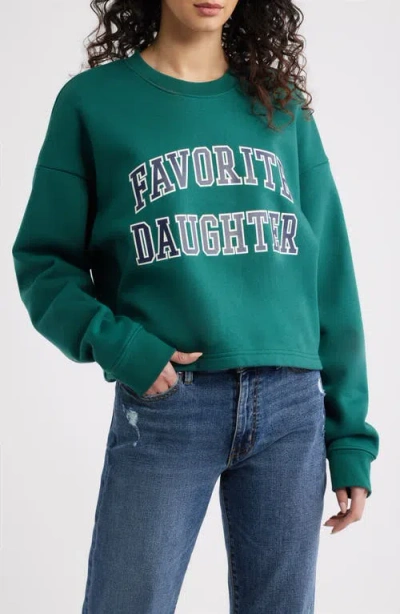 Favorite Daughter The Collegiate Logo Crop Sweatshirt In Green