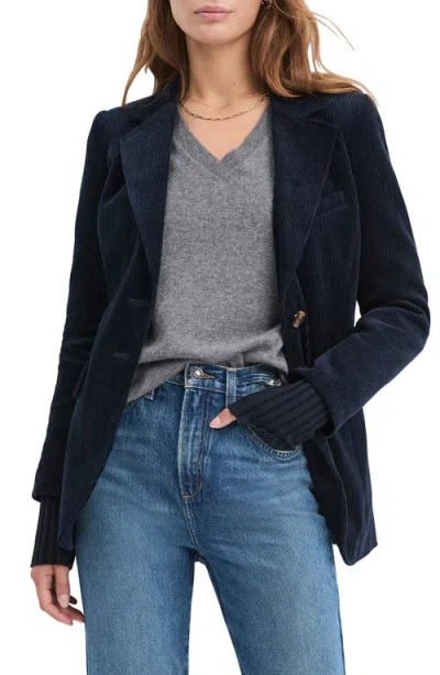 Favorite Daughter Cord City Long Sleeve Blazer In Navy In Blue