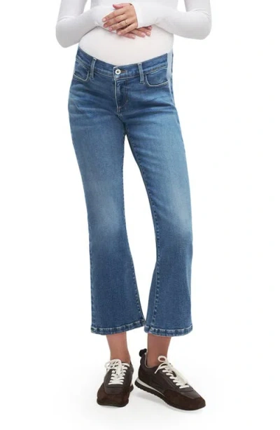 Favorite Daughter The Crop Bootcut Mama Maternity Jeans In Blue