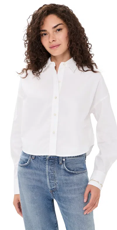 Favorite Daughter The Crop Ex-boyfriend Shirt White In Yellow