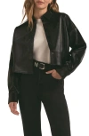 Favorite Daughter The Crop Oversize Faux Leather Shirt In Savannah
