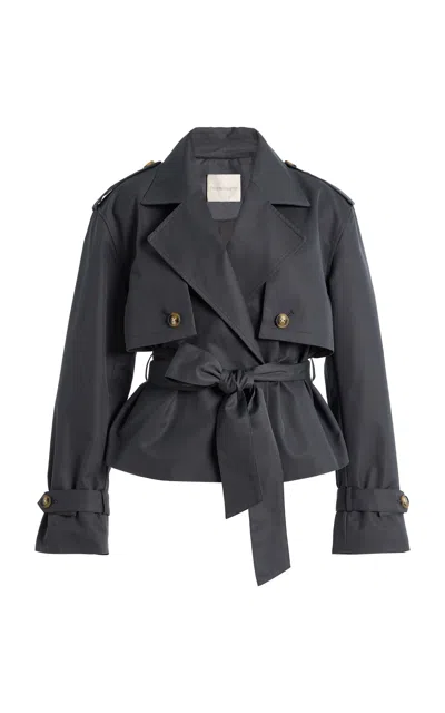 Favorite Daughter The Cropped Charles Cotton-blend Trench Coat In Gray