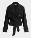 Favorite Daughter The Charles Crop Trench Coat In Black