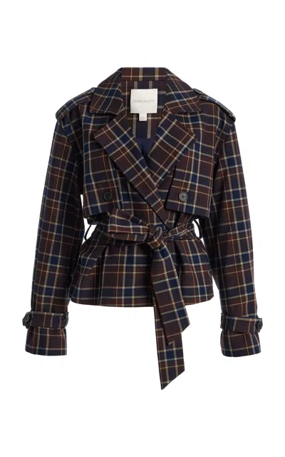 Favorite Daughter The Cropped Charles Trench Coat In Plaid