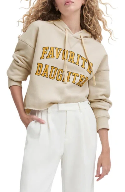 Favorite Daughter The Cropped Collegiate Cotton Blend Hoodie In Neutral