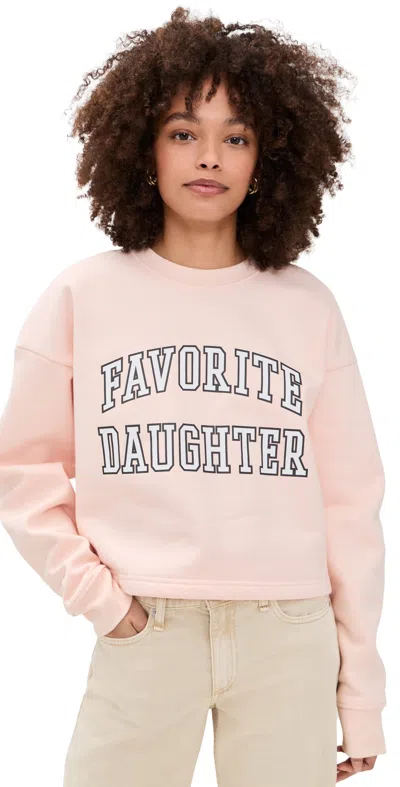 Favorite Daughter The Cropped Collegiate Sweatshirt Pale Pink/white