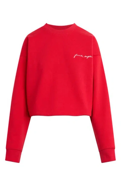 Favorite Daughter Cropped Signature Sweatshirt In Rouge Red