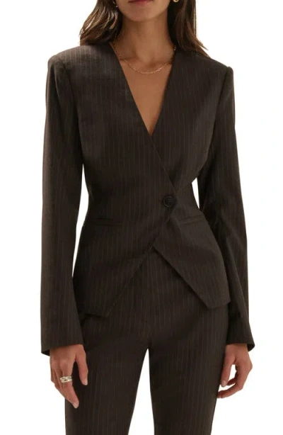 Favorite Daughter The Crosby Pinstriped Blazer In Brown