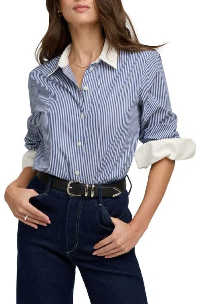 Favorite Daughter The Cuffed Statement Button-up Shirt In Blue