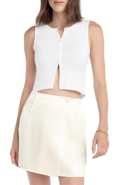 Favorite Daughter The Dalia Rib Button Front Crop Top In White