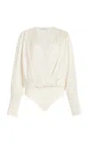 Favorite Daughter The Date Blouse Thong Bodysuit In Ivory