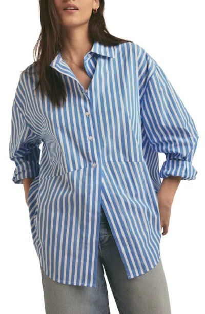 Favorite Daughter The Doors Always Open Stripe Shirt In Azure Stripe