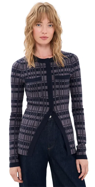 Favorite Daughter The Draper Cardigan Navy Plaid In Blue