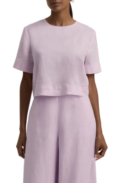 Favorite Daughter The Easy Breezy Linen Crop T-shirt In Wisteria Musk