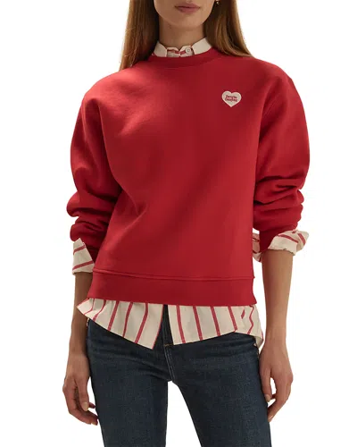 Favorite Daughter The Embroidered Heart Sweatshirt In Red