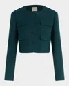 Favorite Daughter The Emily Houndstooth Crop Jacket In Juniper Houndstoot