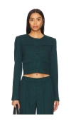 Favorite Daughter The Emily Houndstooth Crop Jacket In Teal