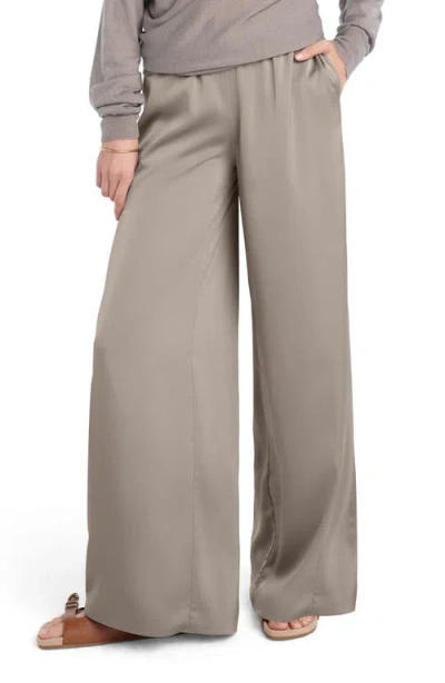 Favorite Daughter The Everything Satin Wide Leg Pants In Brown