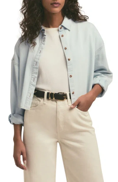 Favorite Daughter The Ex Boyfriend Crop Denim Shirt In Sierra