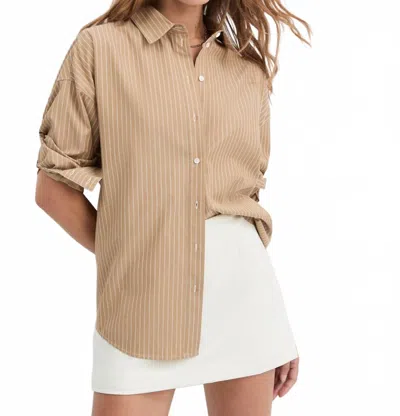 Favorite Daughter The Ex-boyfriend Shirt In Oatmeal Stripe In Brown