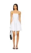 Favorite Daughter The Favorite Strapless Flare Linen Minidress In White