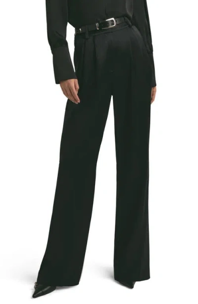 Favorite Daughter The Favorite Pleated Satin Wide Leg Pants In Black