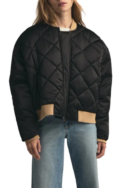 Favorite Daughter The Favorite Quilted Bomber Jacket In Black/beige