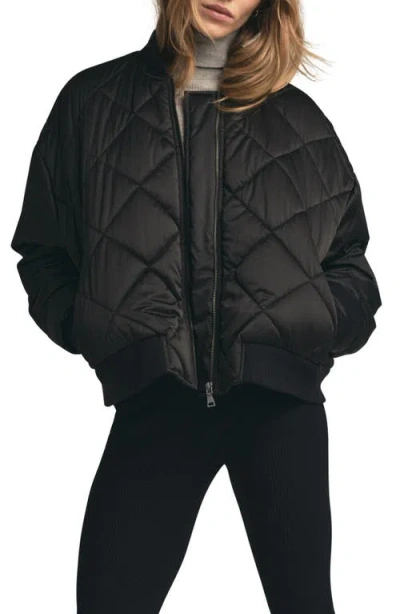 Favorite Daughter The Favorite Quilted Bomber Jacket In Black/black