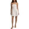 Favorite Daughter The Favorite Strapless Flare Linen Minidress In White