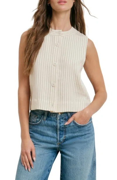 Favorite Daughter The Fine Line Pinstripe Button-up Top In White