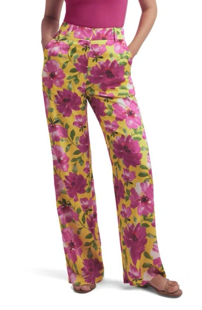 Favorite Daughter The Fiona Floral Satin Pants In Bold Camellia
