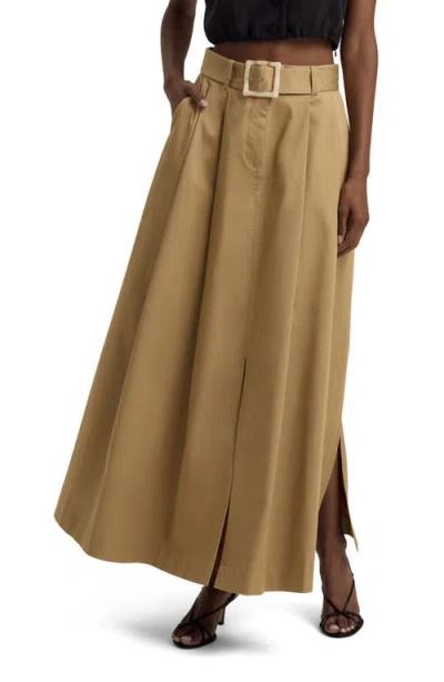 Favorite Daughter The Gabby Belted Stretch Cotton Skirt In Sand