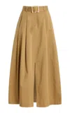 Favorite Daughter The Gabby Pleated Cotton Maxi Skirt In Brown