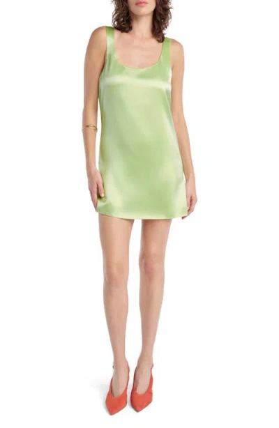 Favorite Daughter The Getting Ready Sleeveless Satin Minidress In Green