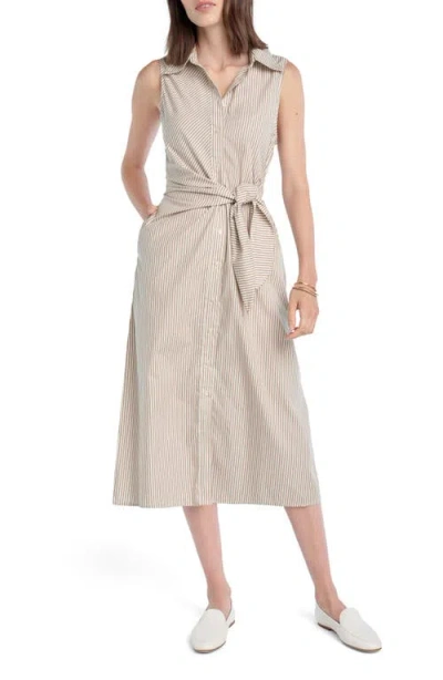 Favorite Daughter The Good Behavior Stripe Tie Waist Shirtdress In Neutral