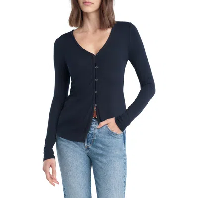 Favorite Daughter The Good Luck Long Sleeve Rib Top In Blue