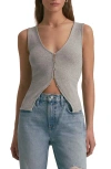 Favorite Daughter The Good Luck Rib Button-up Cutout Top In Gray