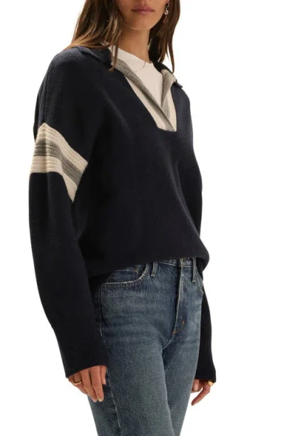 Favorite Daughter The Grace Polo Sweater In Navy Multi