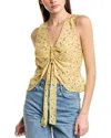 Favorite Daughter Gwen Tie Front Sleeveless Silk Blouse In Yellow