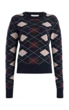 Favorite Daughter The Henry Argyle Crewneck Sweater In Blue