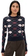 Favorite Daughter The Henry Argyle Crewneck Sweater In Blue