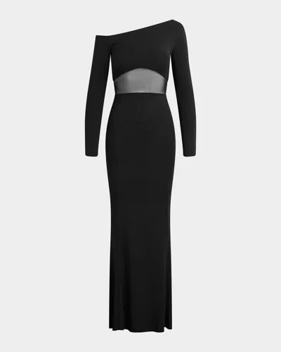 Favorite Daughter The Hold Me Asymmetric Maxi Dress In Black