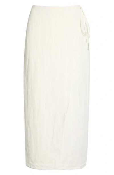 Favorite Daughter The Invisible String Linen Blend Wrap Midi Skirt In White