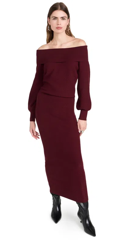 Favorite Daughter The Irene Off The Shoulder Long Sleeve Maxi Sweater Dress In Sangria Nights