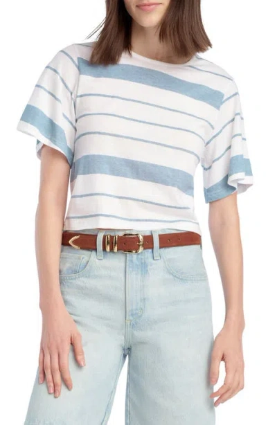 Favorite Daughter The Joanne Stripe Cotton & Linen T-shirt In Blue