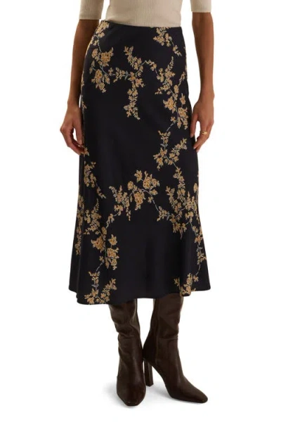 Favorite Daughter The Jojo Floral Maxi Skirt In Black