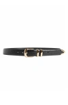 Favorite Daughter The Jordan Croc Embossed Leather Belt In Black/gold